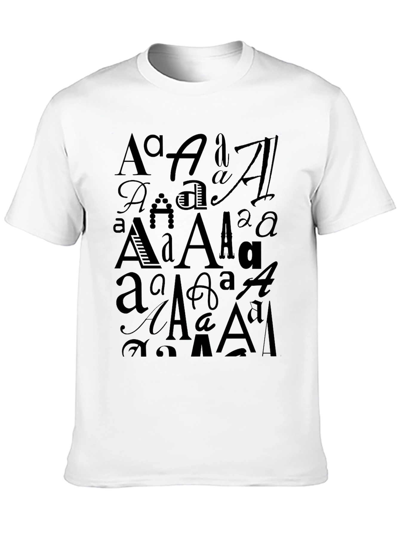 Typography A Design Black T-Shirt