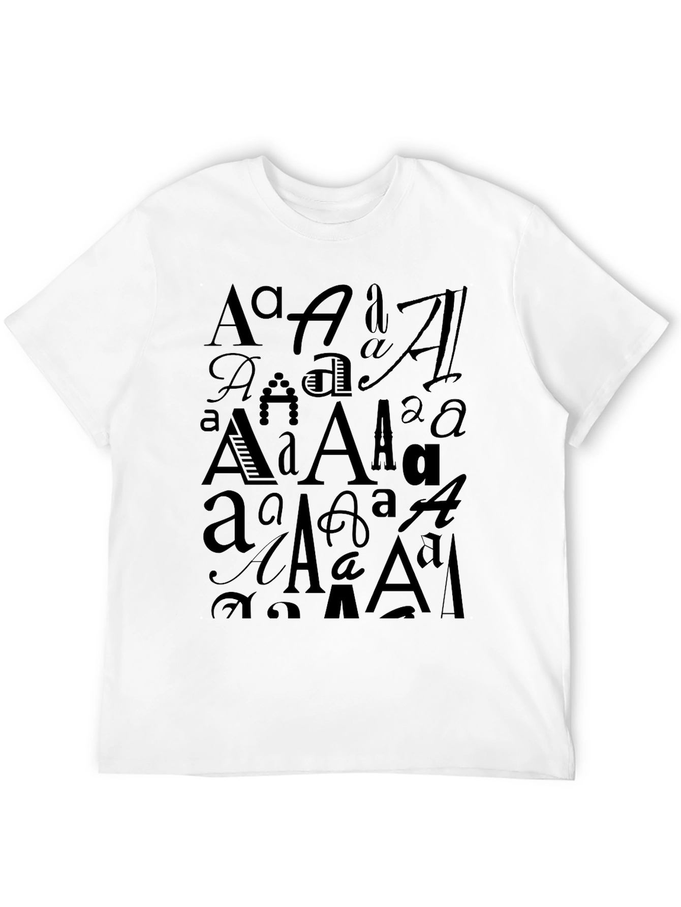 Typography A Design Black T-Shirt