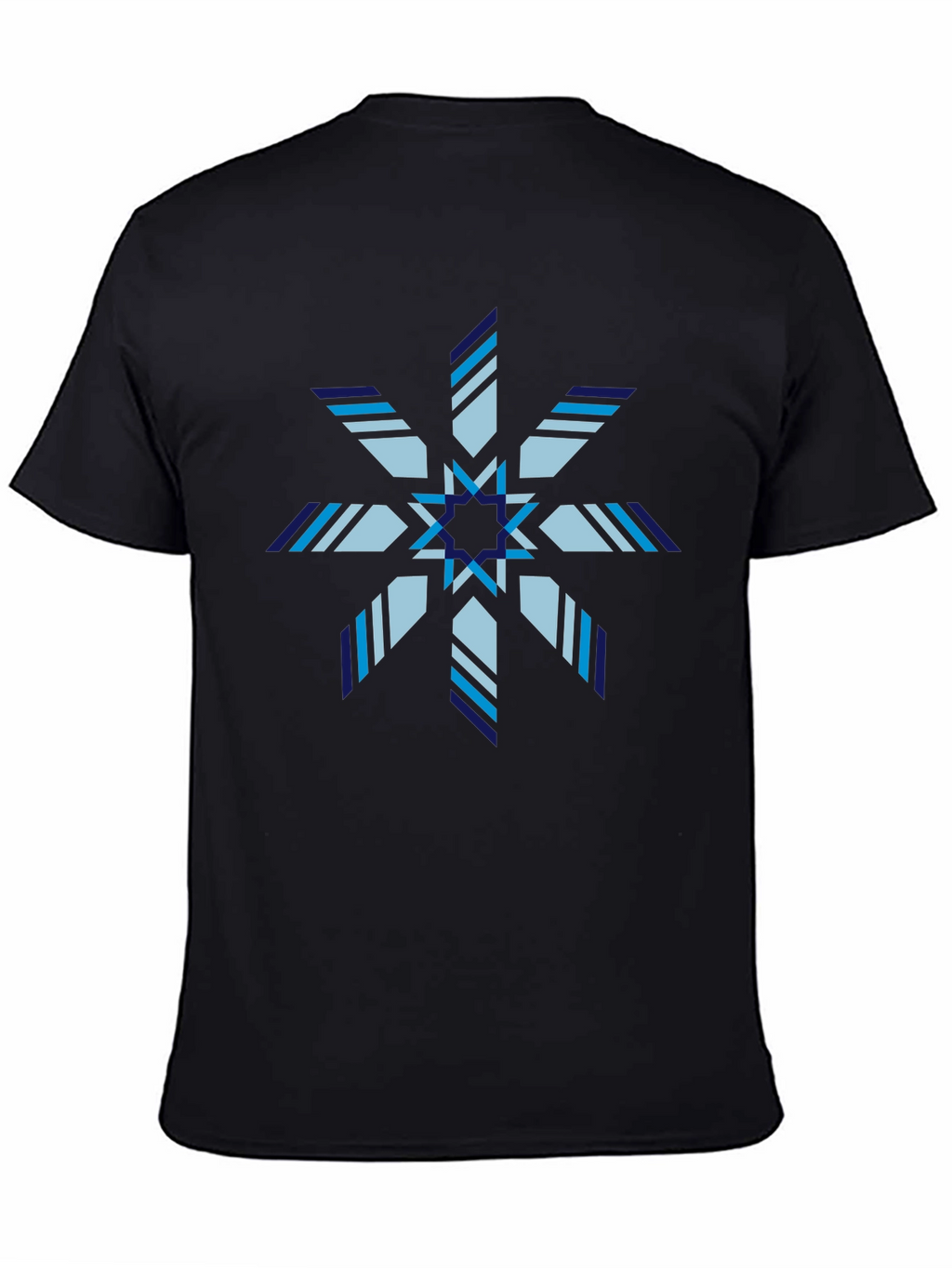 Geometric Snowflake Graphic Print Black T-Shirt