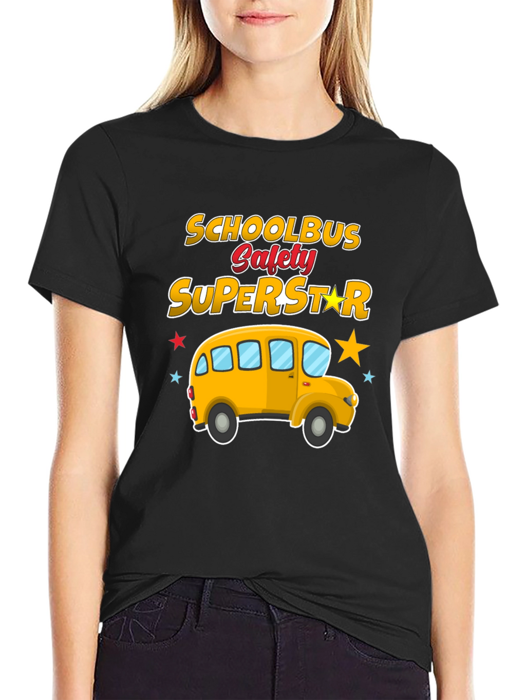 School Bus Safety Superstar Black T-Shirt