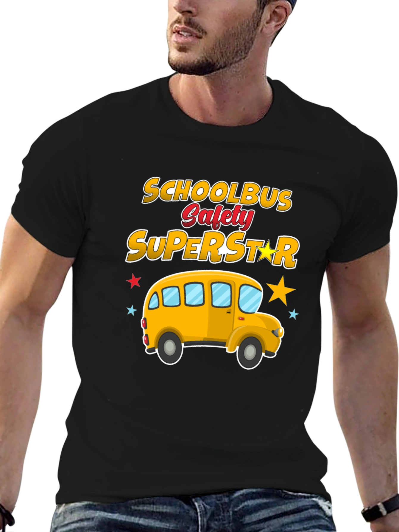 School Bus Safety Superstar Black T-Shirt