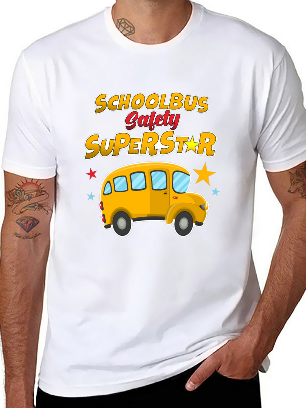 School Bus Safety Superstar Black T-Shirt