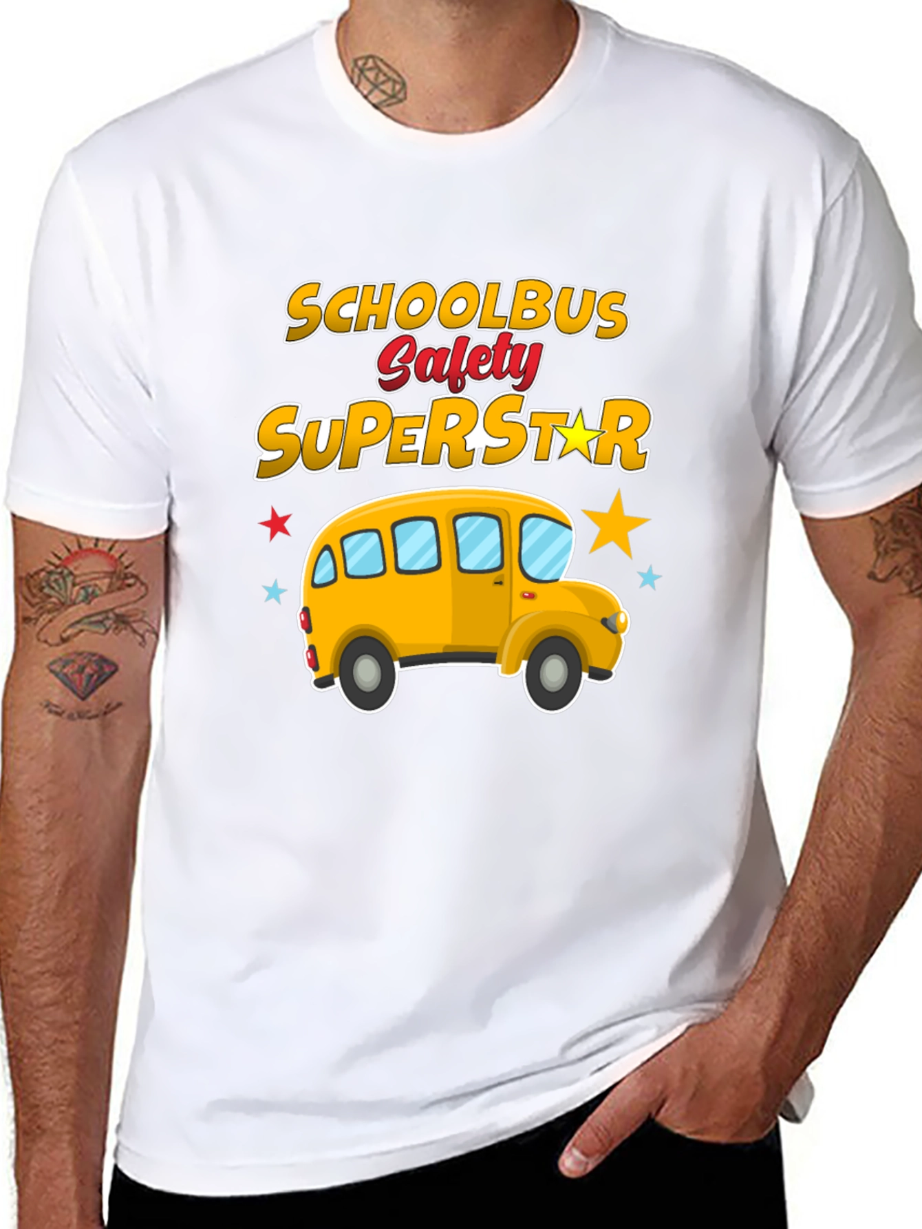 School Bus Safety Superstar Black T-Shirt