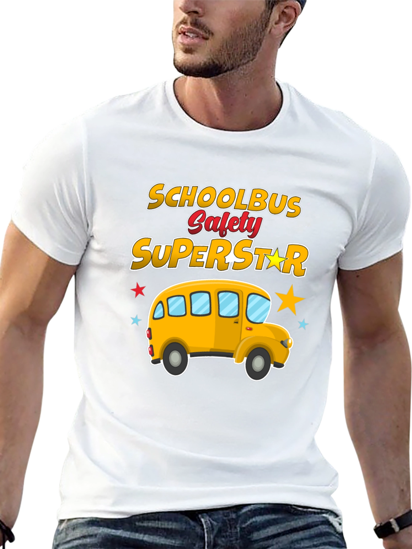School Bus Safety Superstar Black T-Shirt