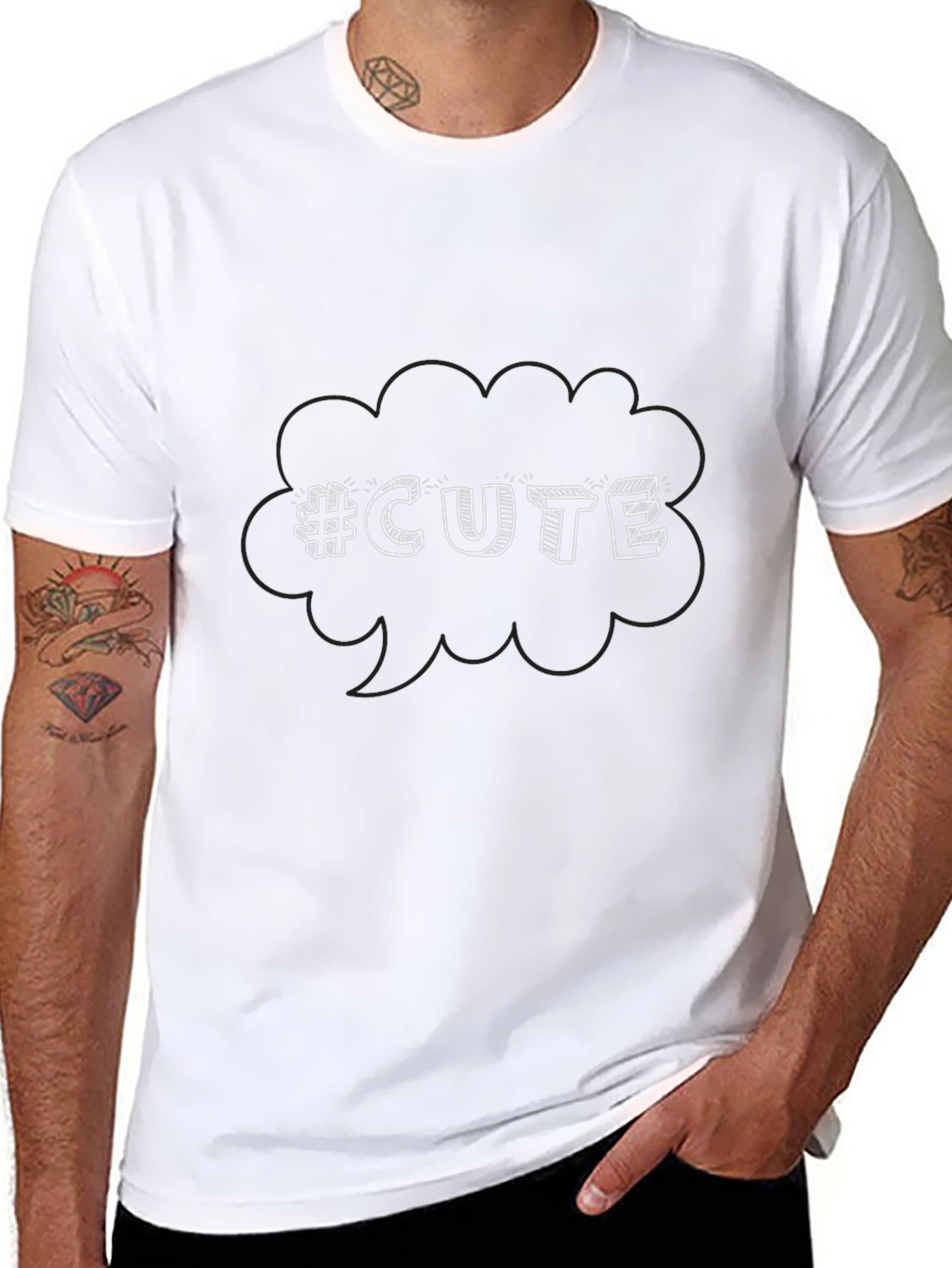 #CUTE Graphic Tee - Stylish Mens Black T-Shirt