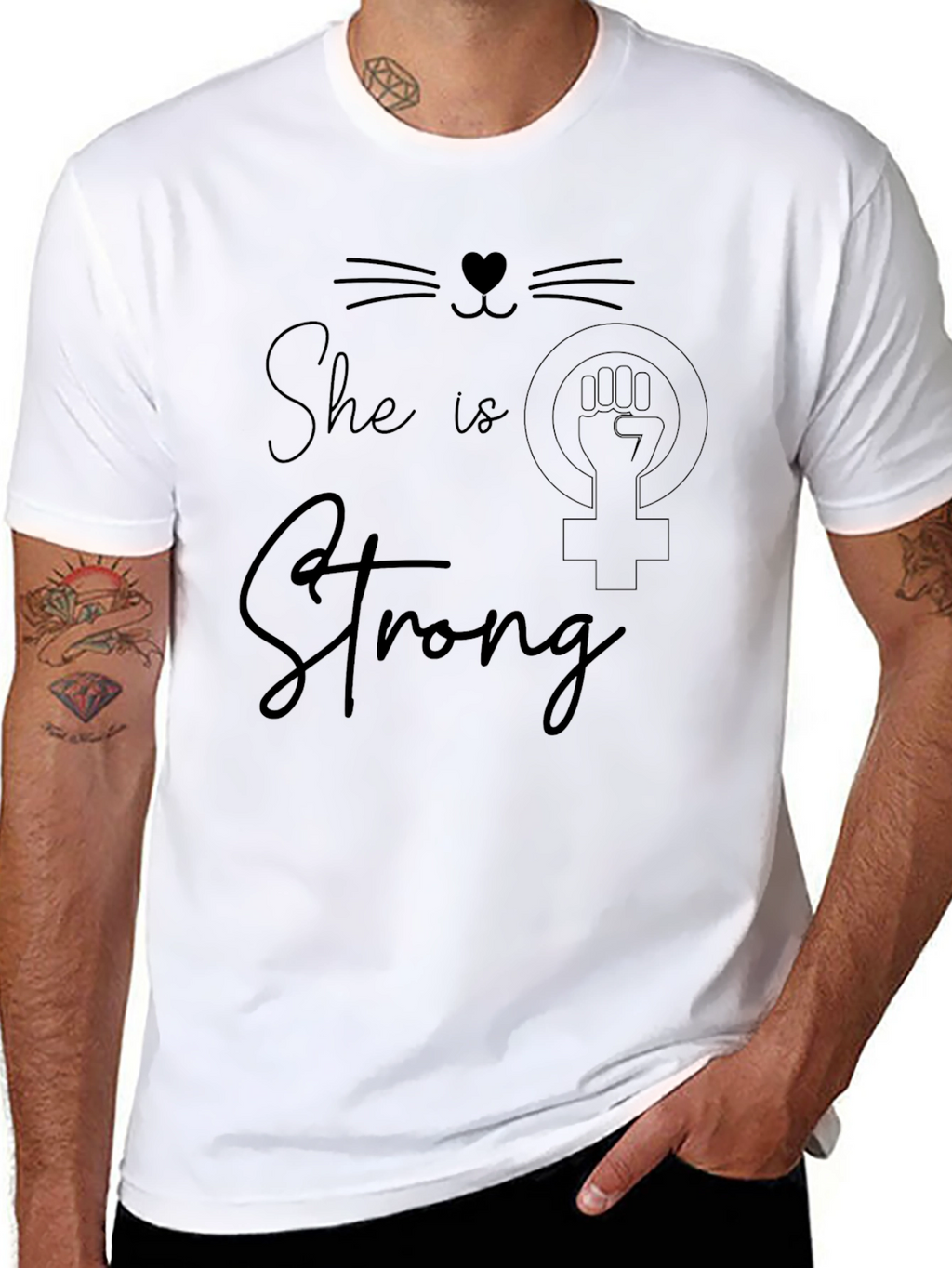 She is Strong Graphic Tee - Empowering Womens T-Shirt
