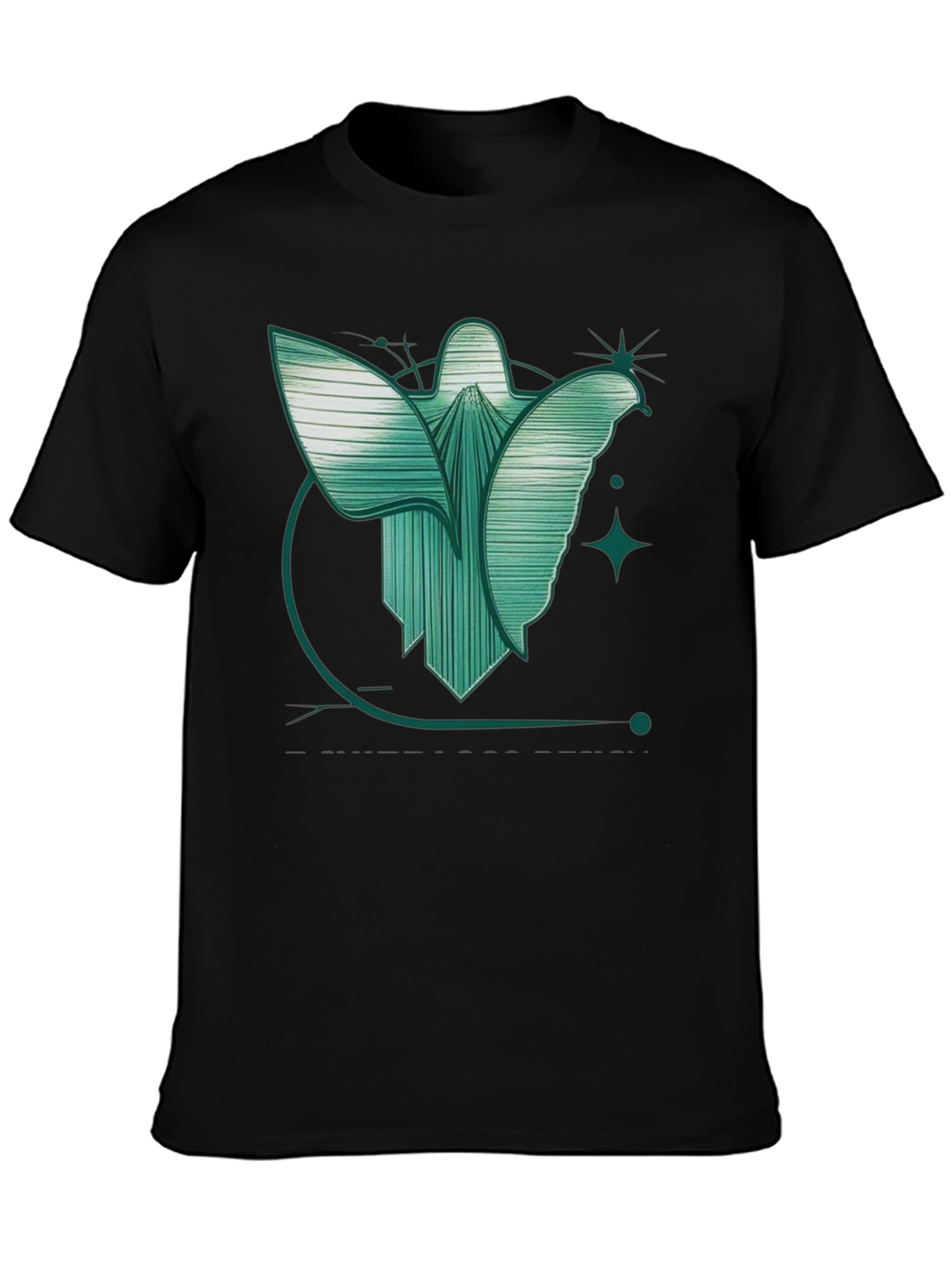 Abstract Angel Graphic Tee - Modern Design Black T-Shirt