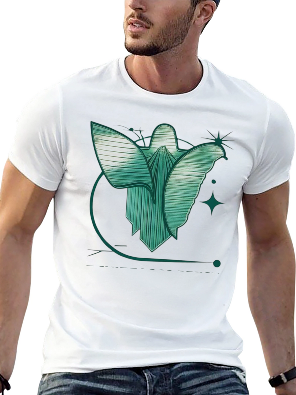 Abstract Angel Graphic Tee - Modern Design Black T-Shirt