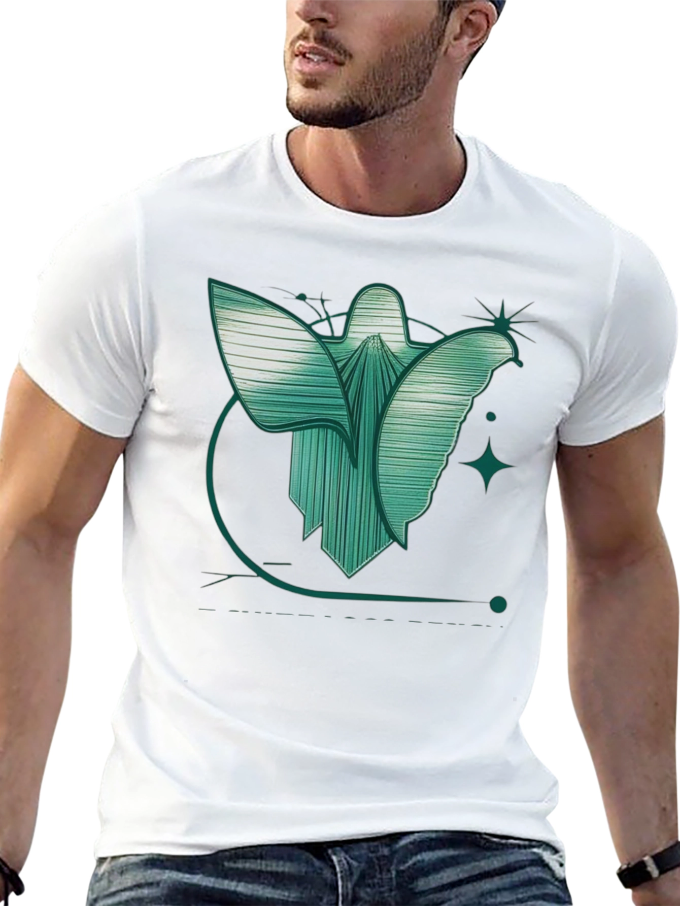 Abstract Angel Graphic Tee - Modern Design Black T-Shirt