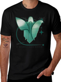 Abstract Angel Graphic Tee - Modern Design Black T-Shirt