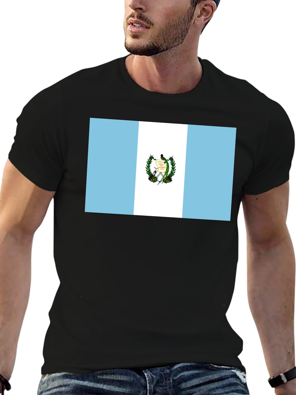Guatemalan Flag Graphic T-Shirt - Black