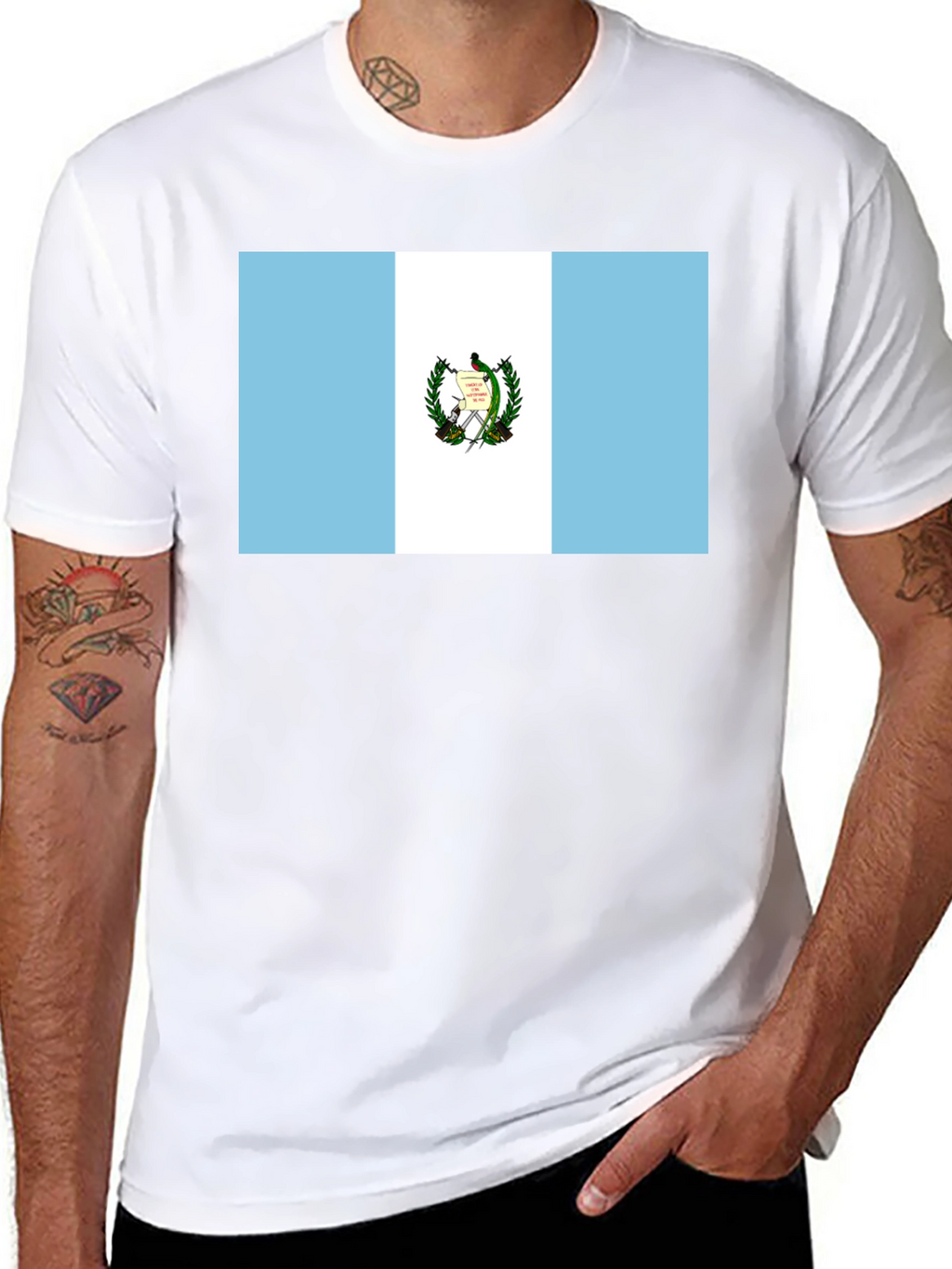 Guatemalan Flag Graphic T-Shirt - Black