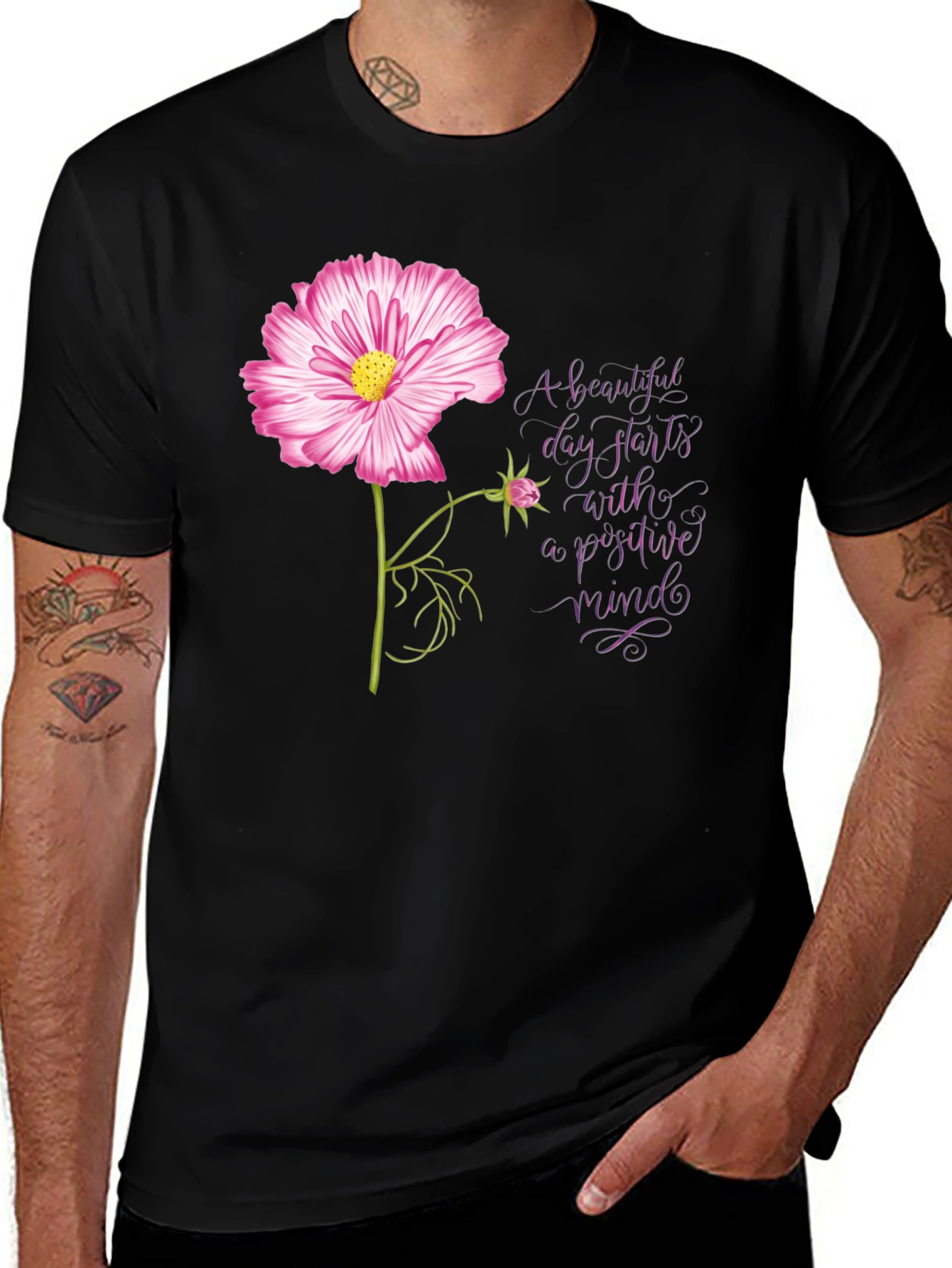 Positive Mindset Flower Graphic Tee