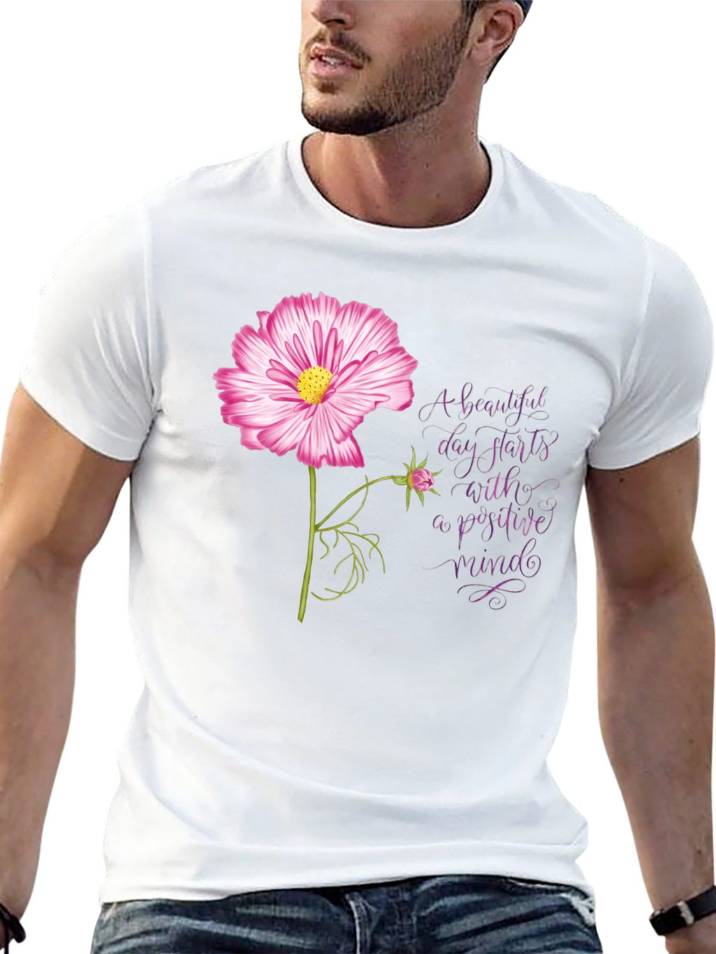 Positive Mindset Flower Graphic Tee