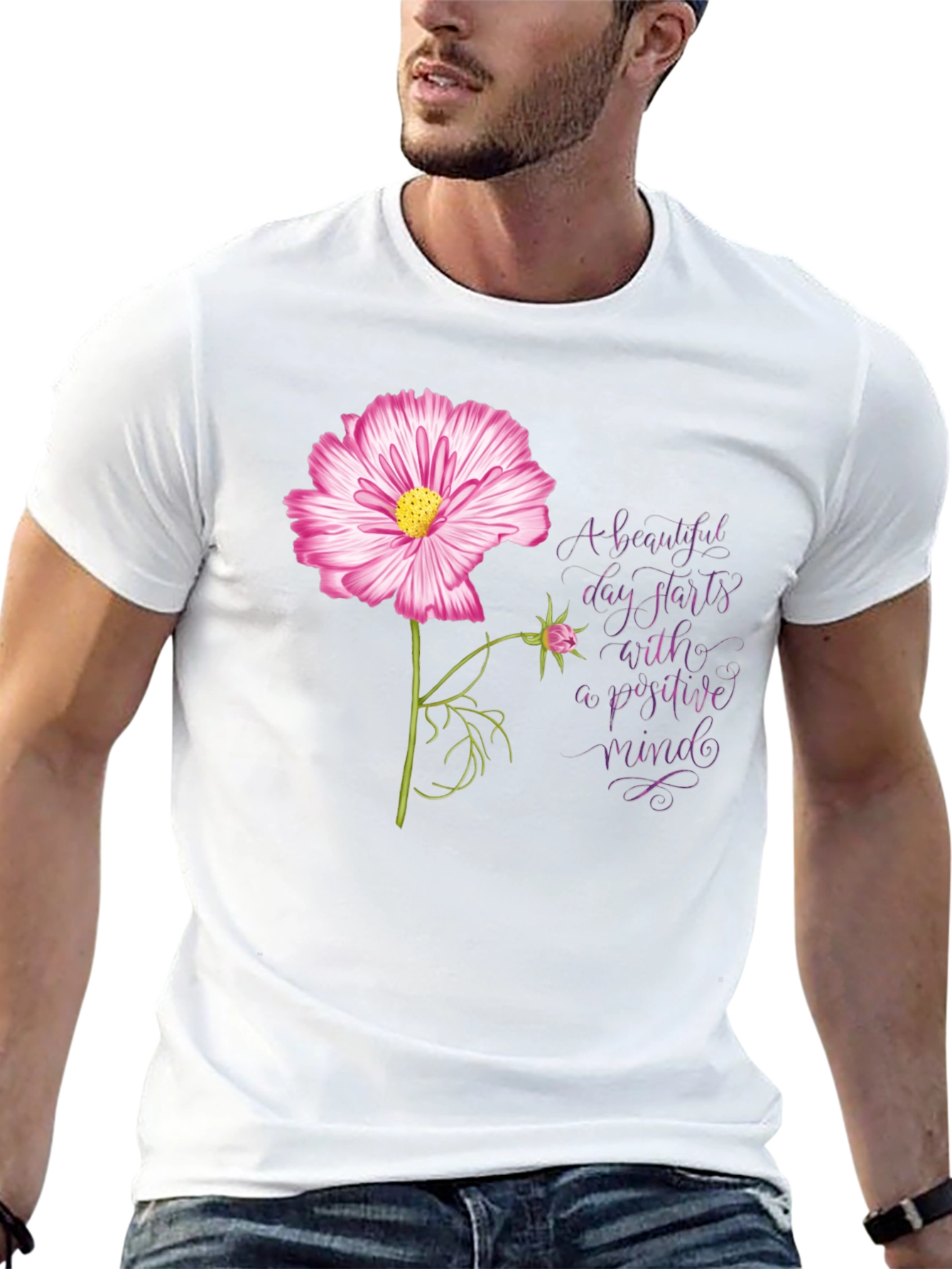 Positive Mindset Flower Graphic Tee
