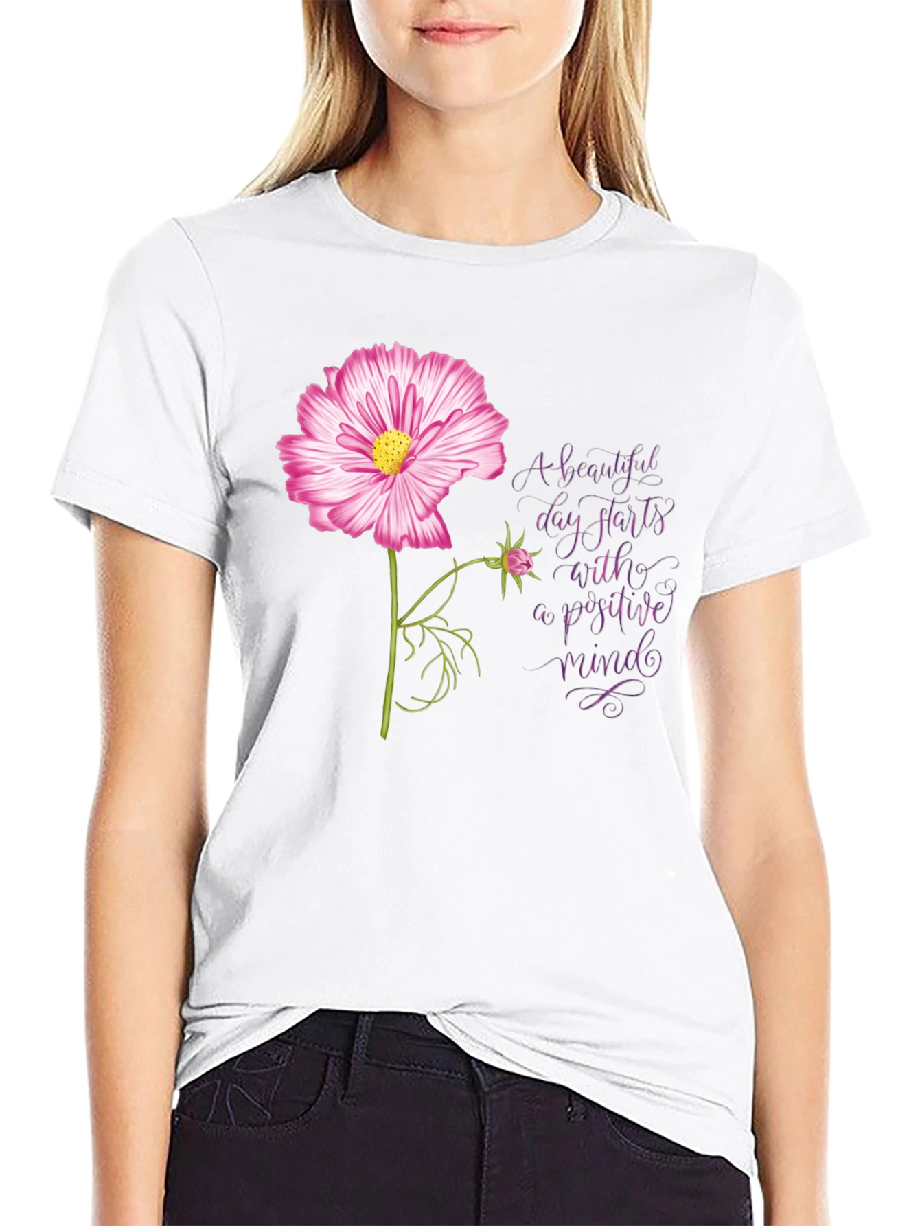 Positive Mindset Flower Graphic Tee