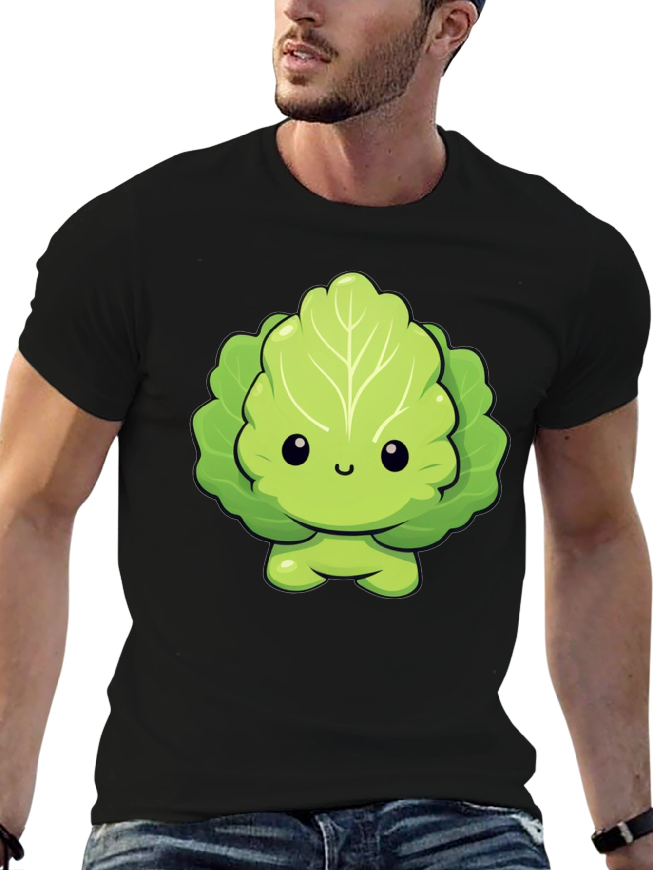 Cute Lettuce Cartoon Graphic T-Shirt