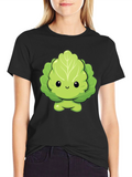 Cute Lettuce Cartoon Graphic T-Shirt