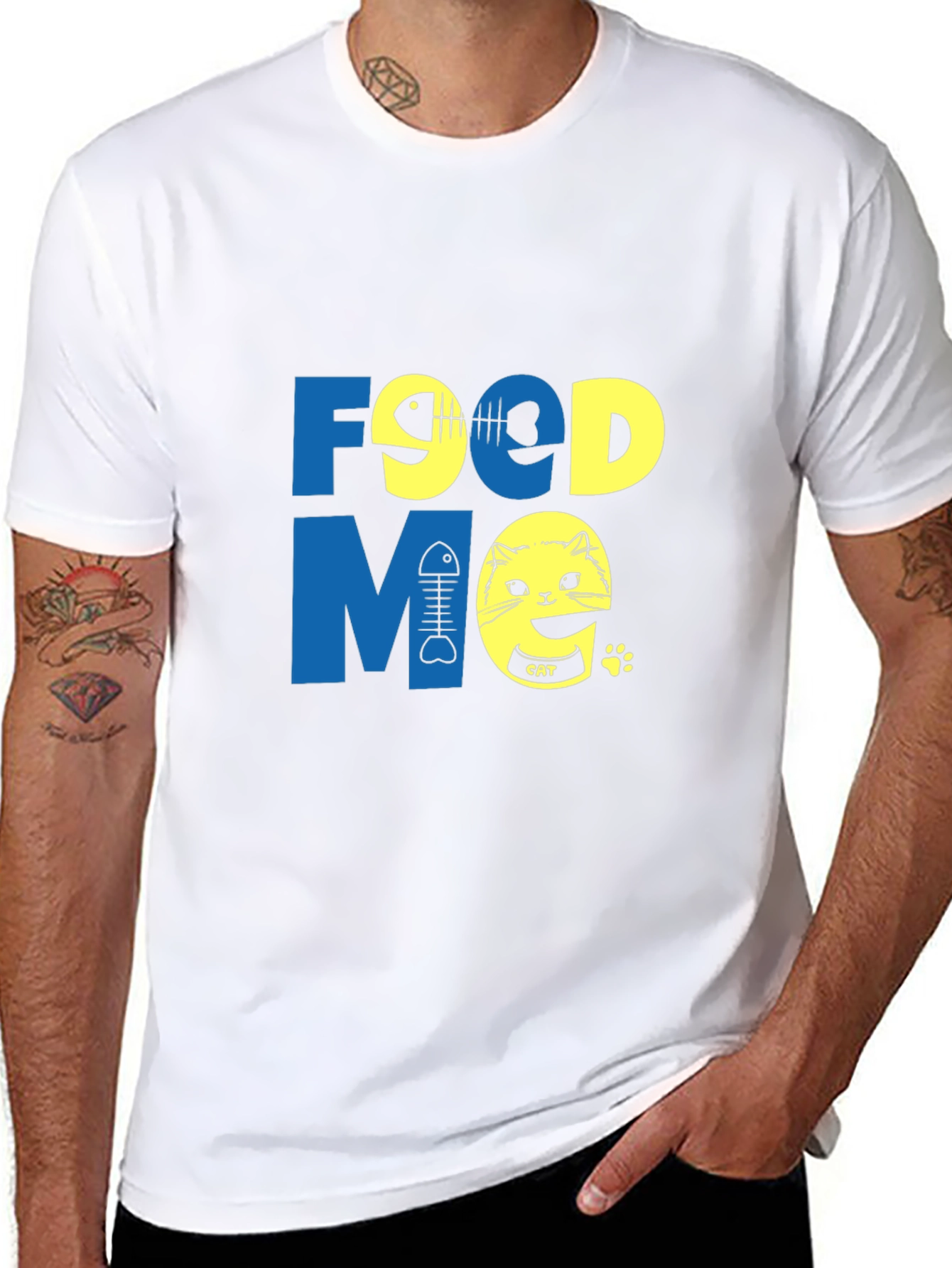 Funny Food Me Cat Graphic T-Shirt