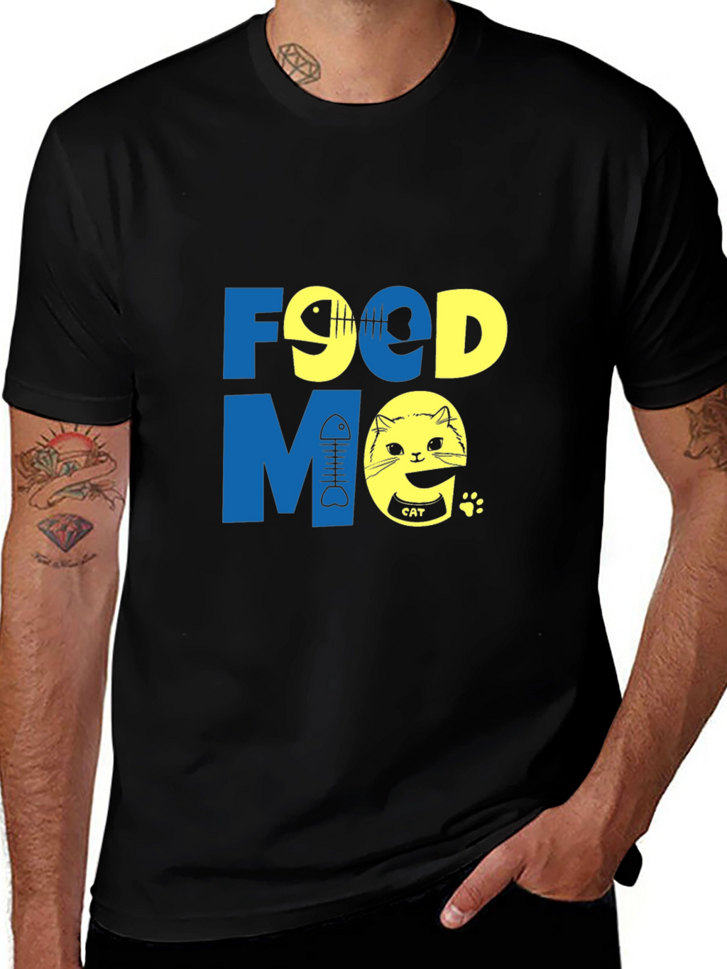 Funny Food Me Cat Graphic T-Shirt