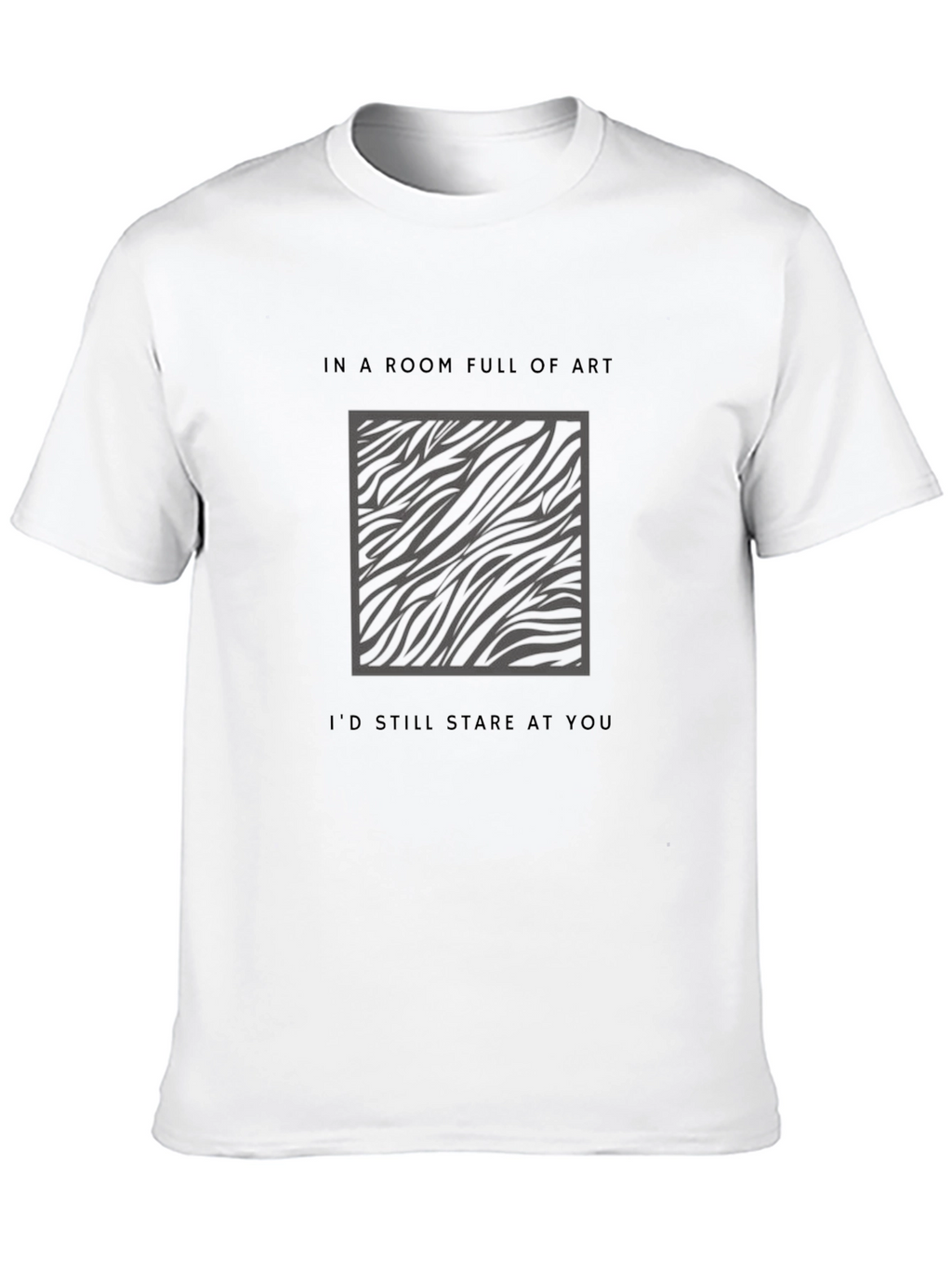 Zebra Print Art Statement Black T-Shirt