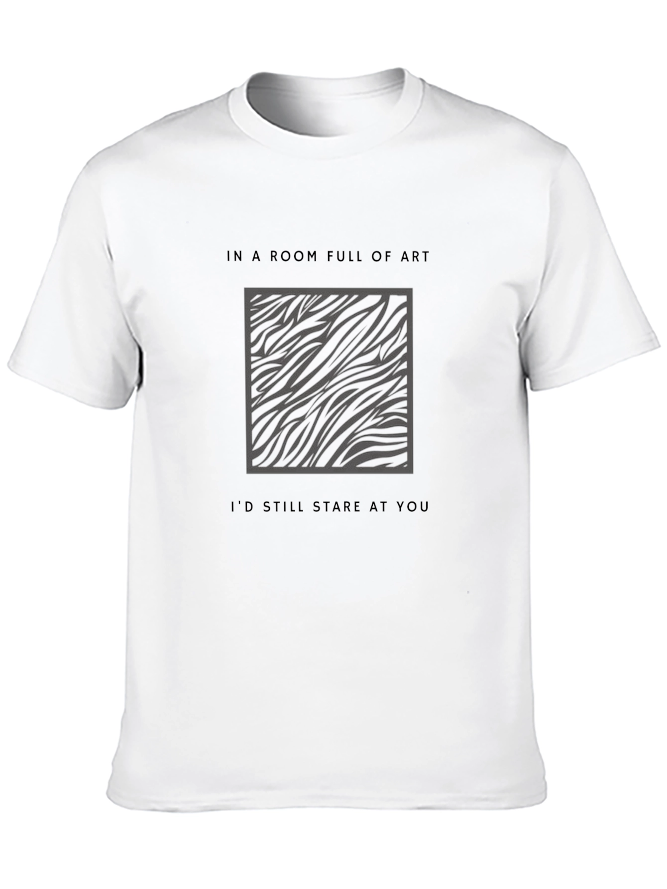 Zebra Print Art Statement Black T-Shirt