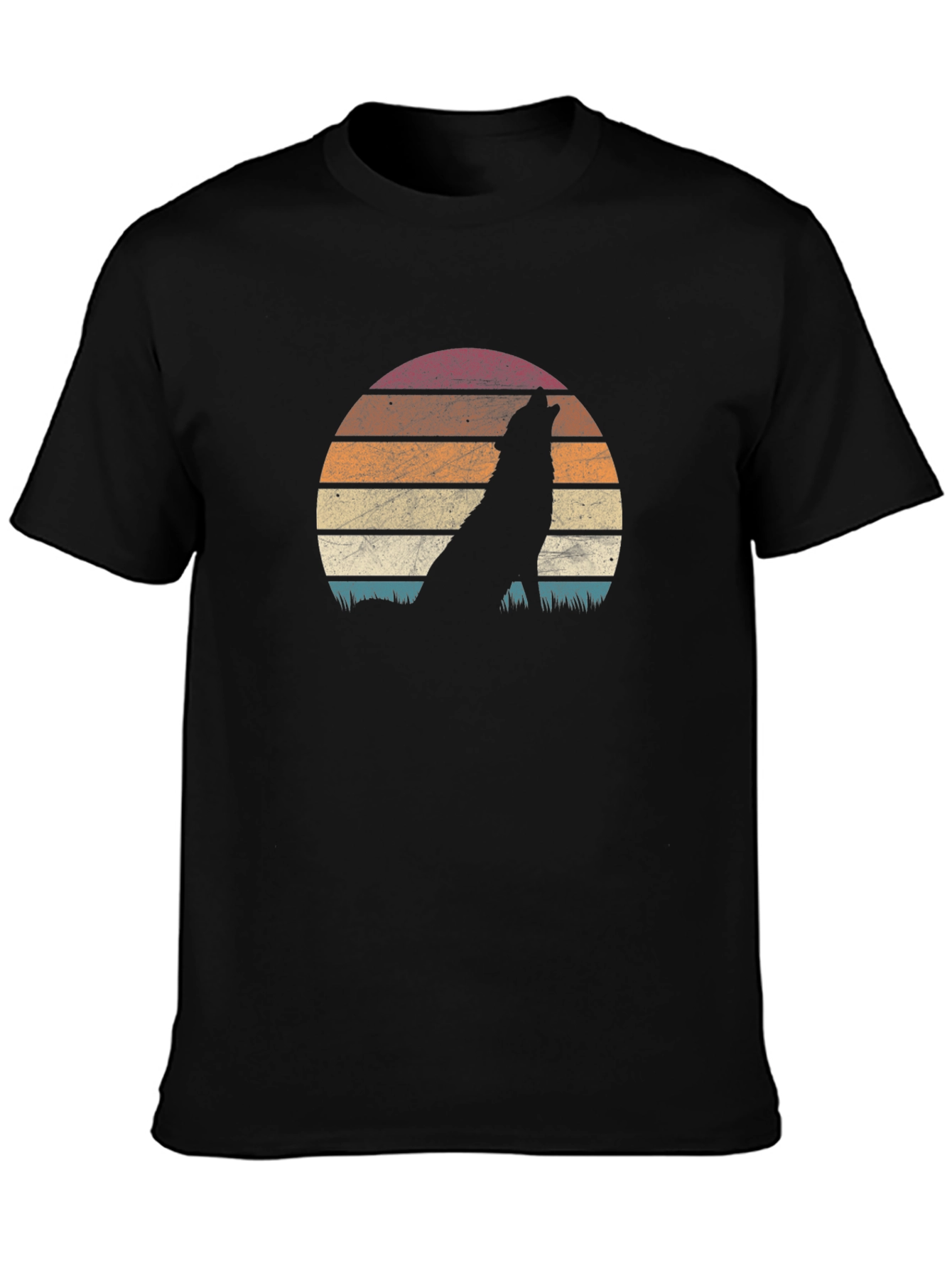 Wolf Silhouette Sunset Graphic T-Shirt