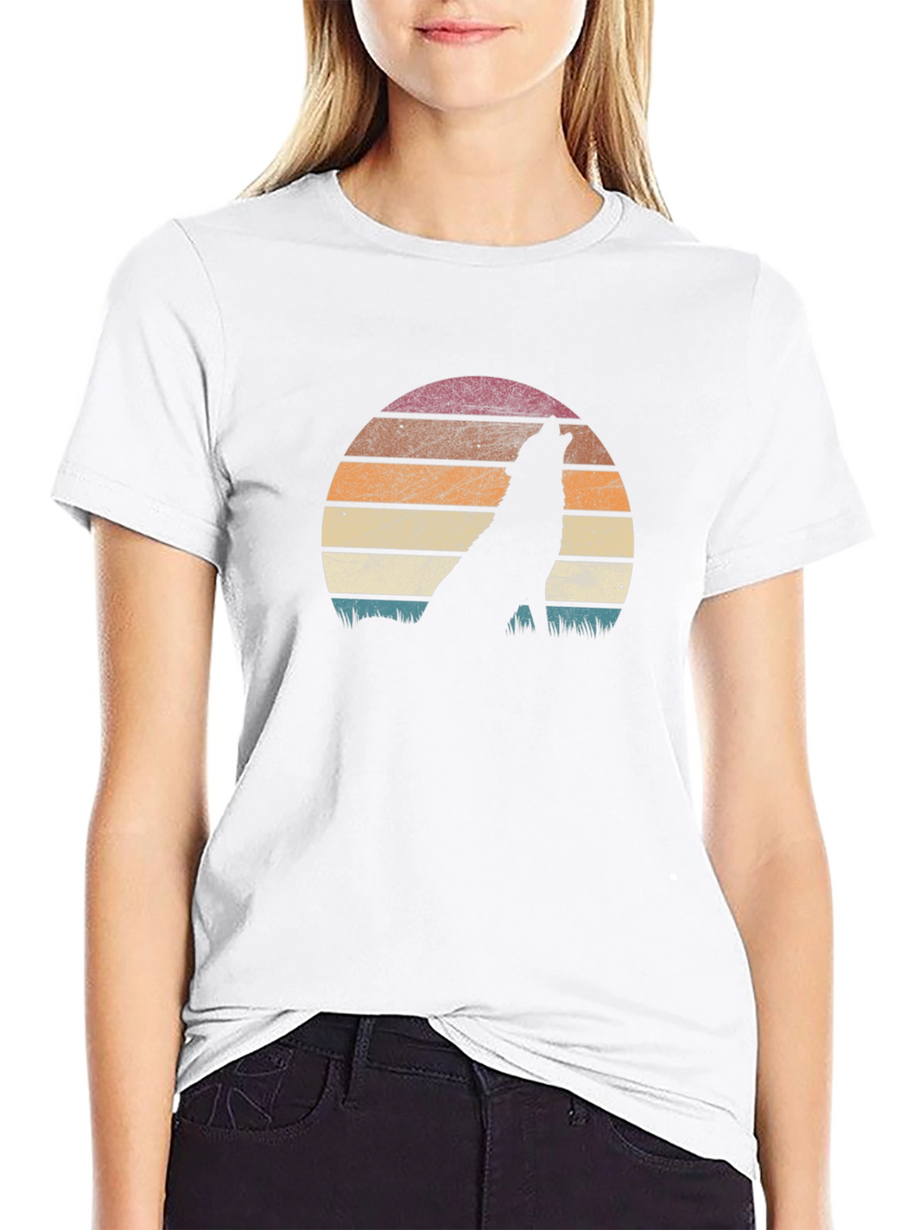 Wolf Silhouette Sunset Graphic T-Shirt