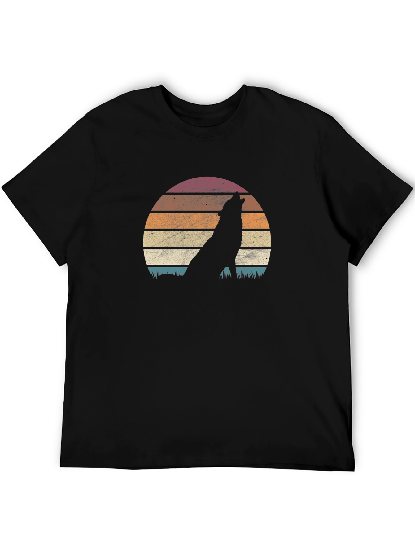 Wolf Silhouette Sunset Graphic T-Shirt