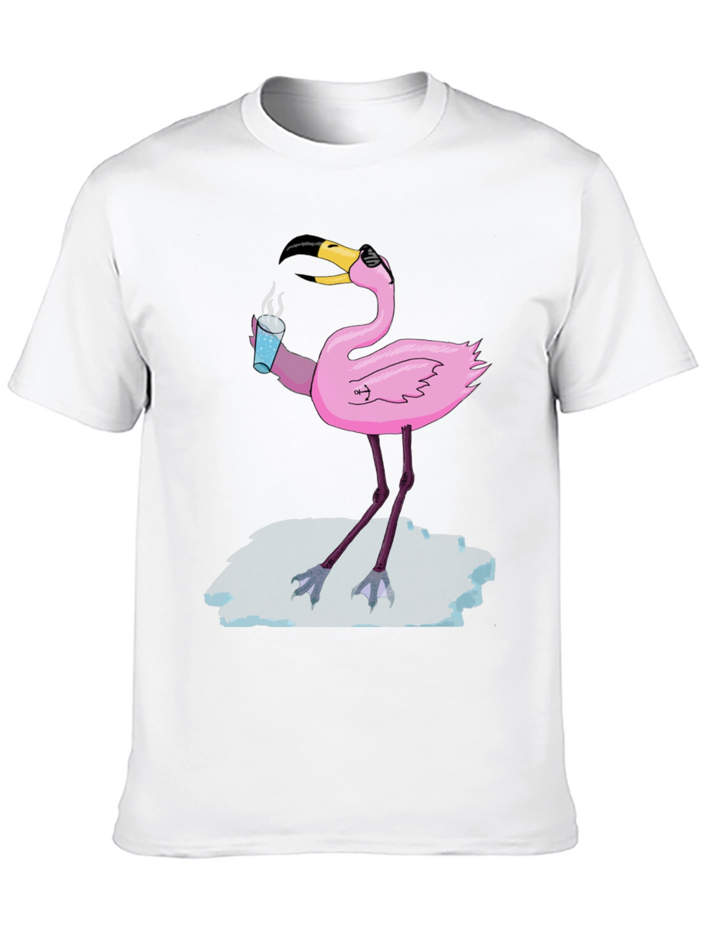 Cool Flamingo Drinking Coffee Graphic Tee