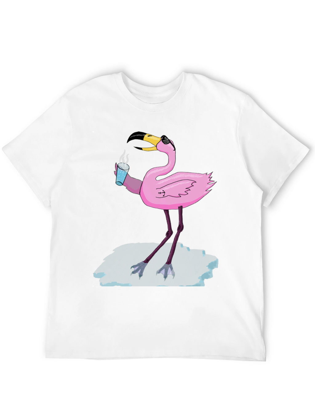 Cool Flamingo Drinking Coffee Graphic Tee