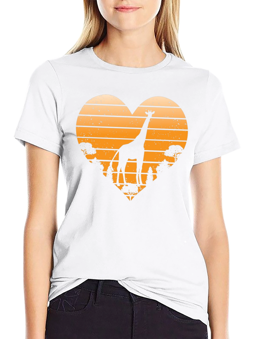 Giraffe Sunset Heart T-Shirt - Wildlife Tee