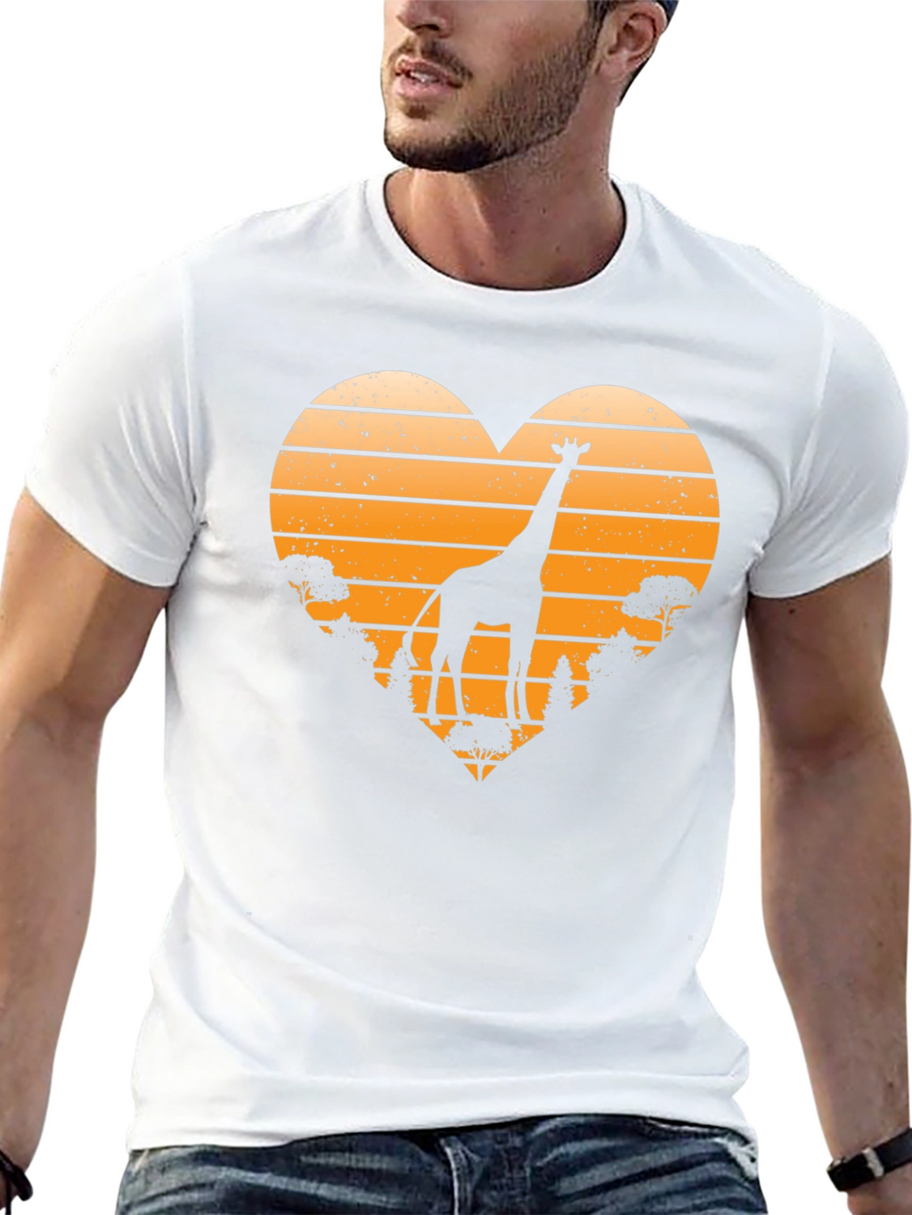 Giraffe Sunset Heart T-Shirt - Wildlife Tee