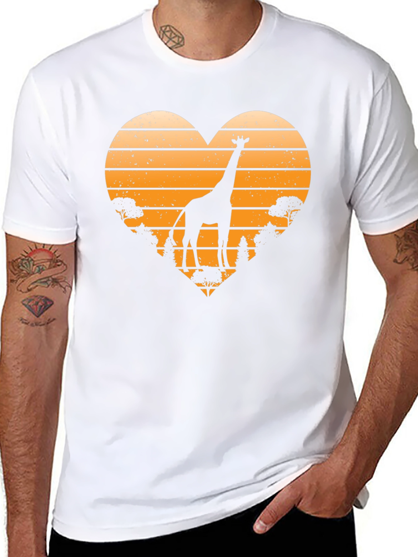 Giraffe Sunset Heart T-Shirt - Wildlife Tee