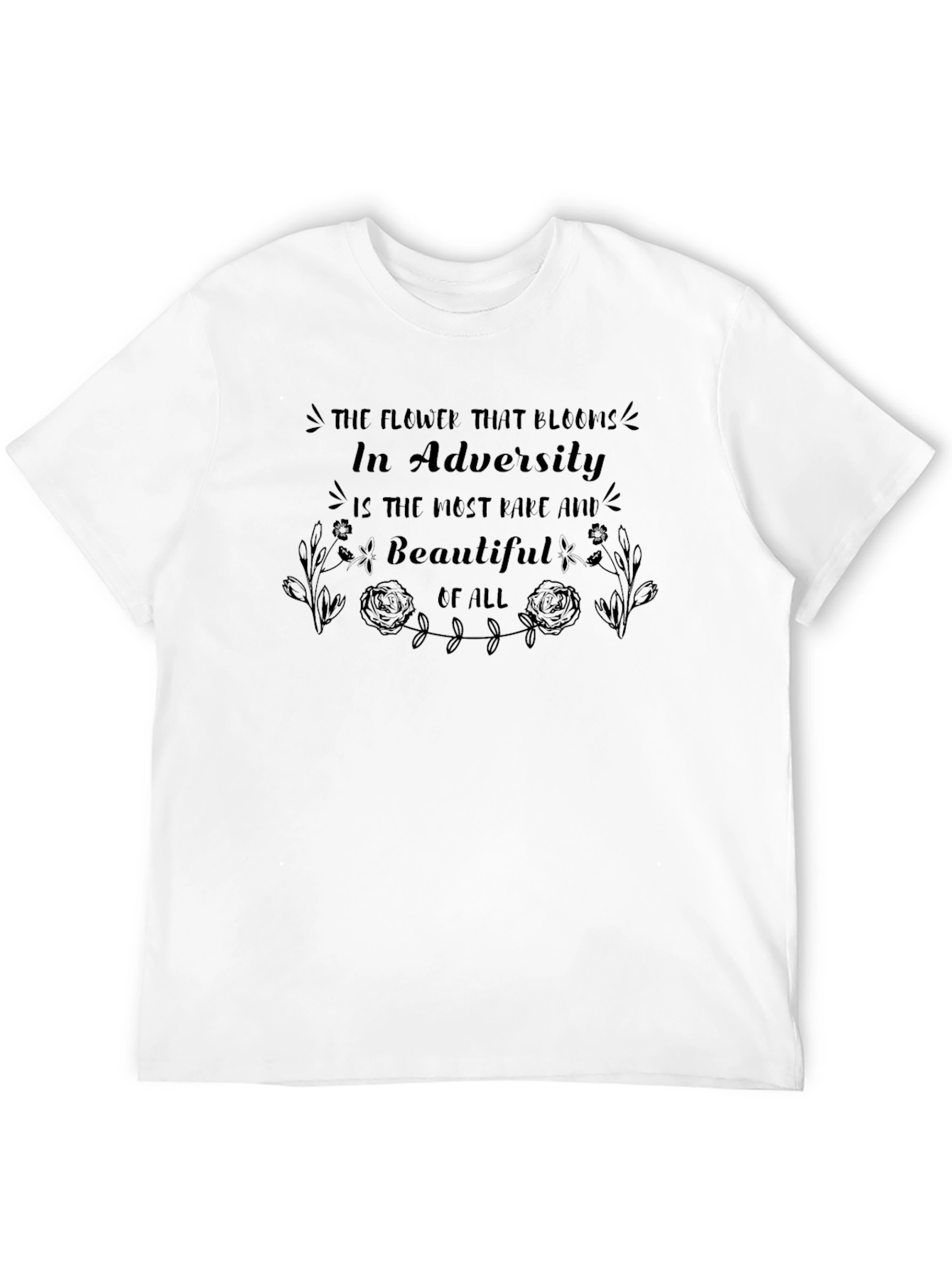 In Adversity Blooms T-Shirt - Inspirational Black Tee