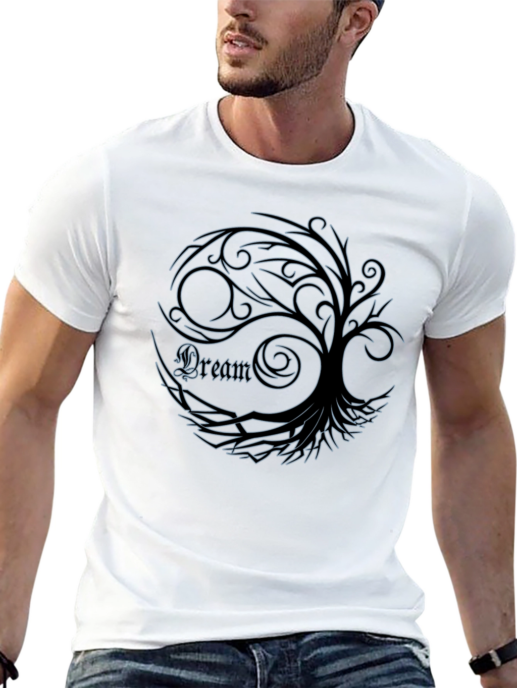 Dream Tree Graphic Tee - Stylish Mens Black T-Shirt