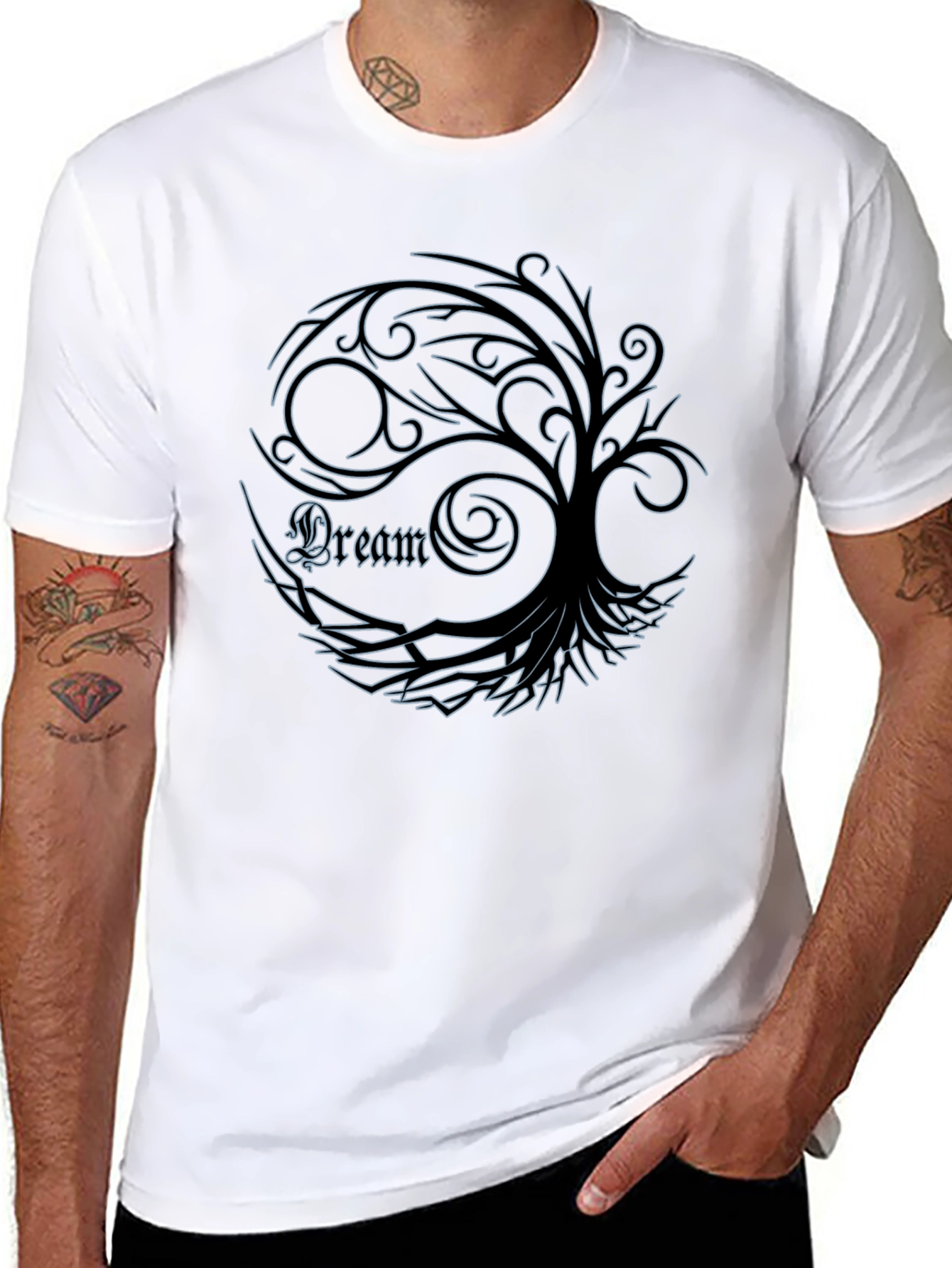Dream Tree Graphic Tee - Stylish Mens Black T-Shirt