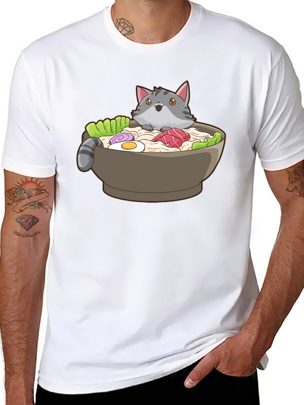 Ramen Cat T-Shirt - Unisex Black Graphic Tee