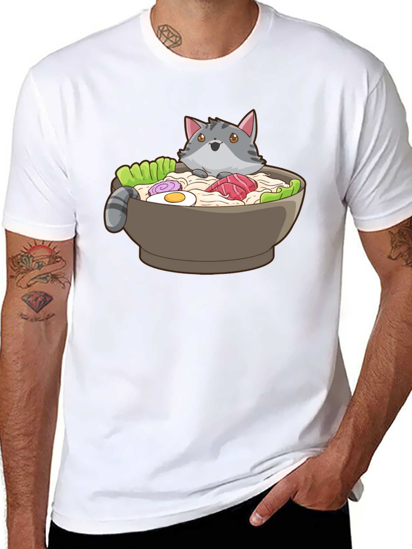 Ramen Cat T-Shirt - Unisex Black Graphic Tee