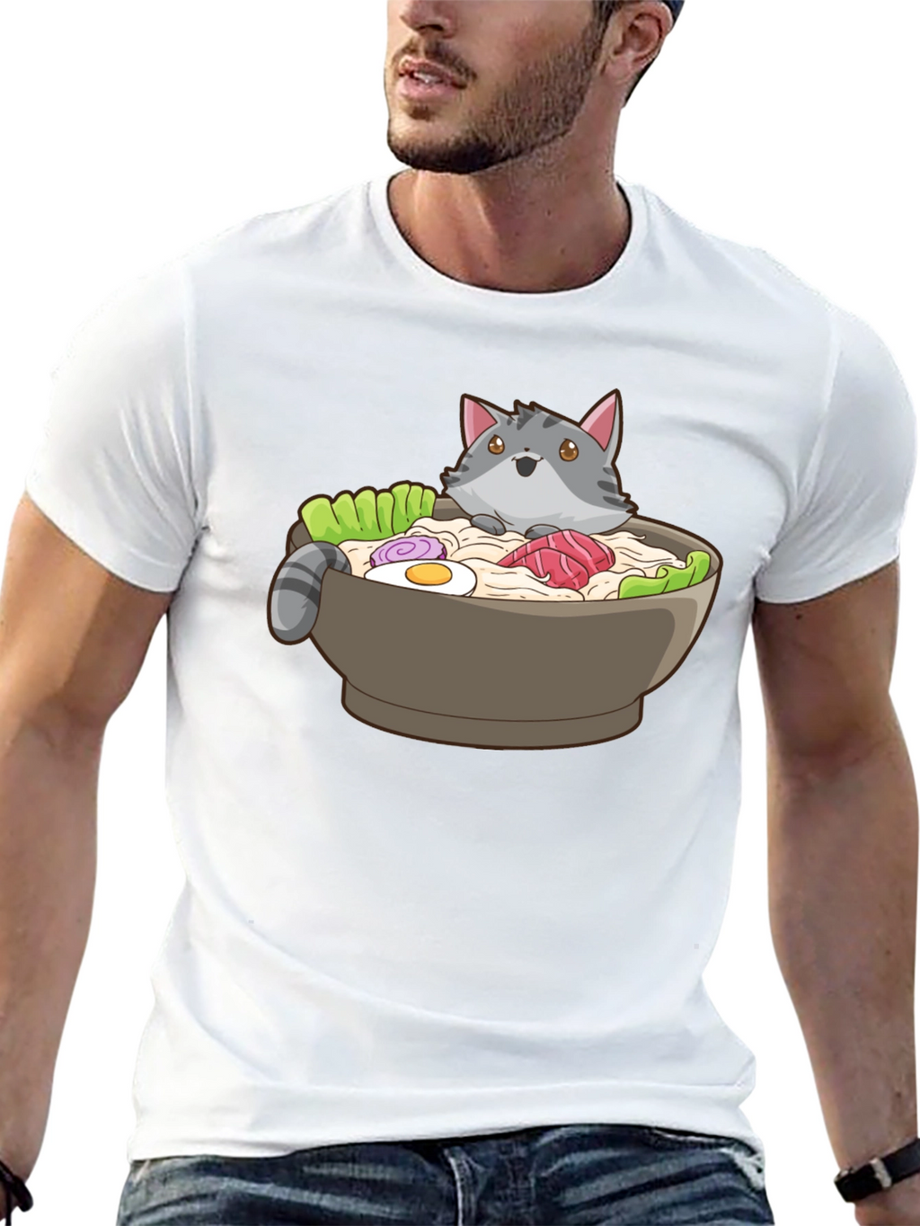Ramen Cat T-Shirt - Unisex Black Graphic Tee