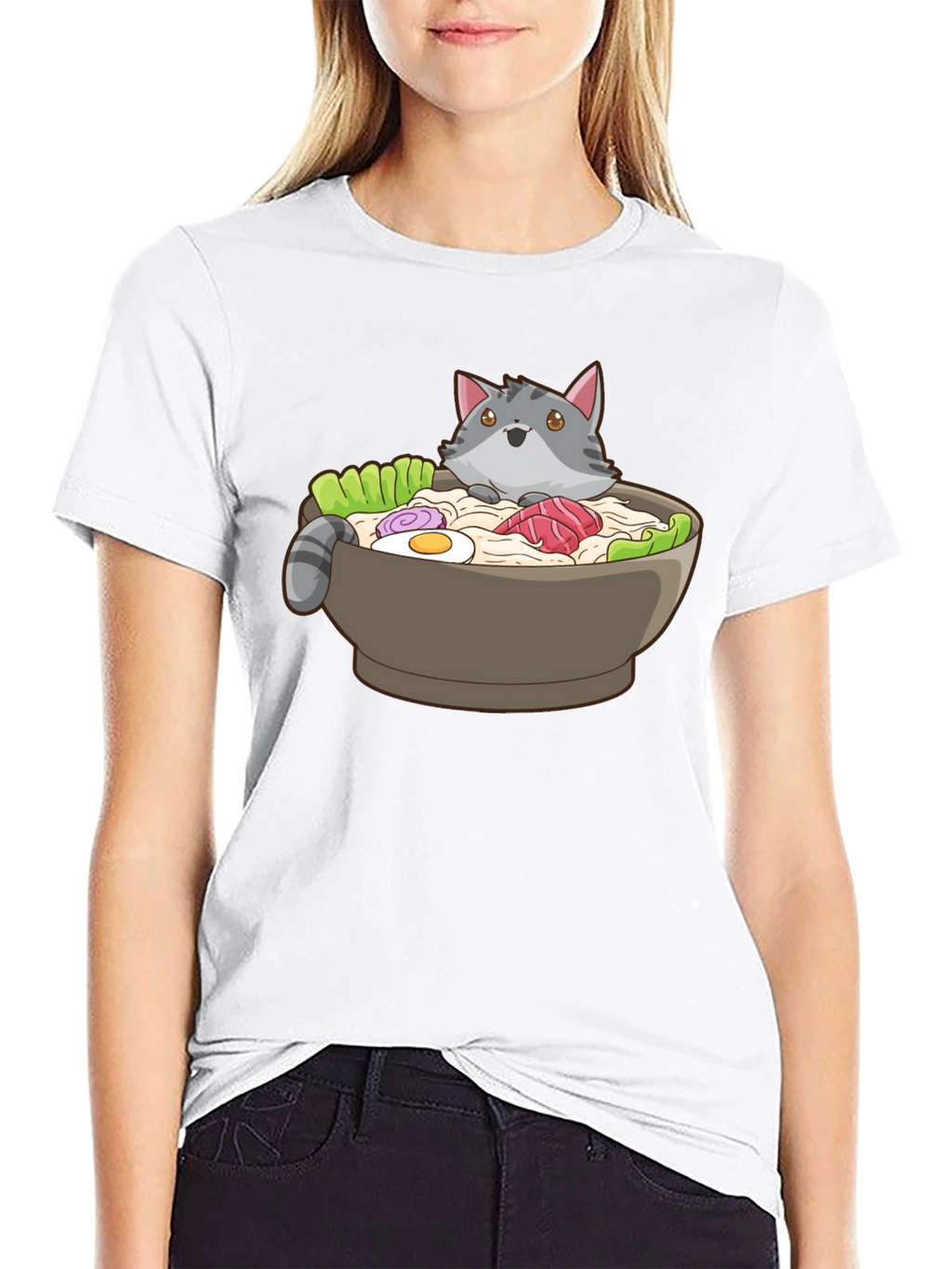 Ramen Cat T-Shirt - Unisex Black Graphic Tee