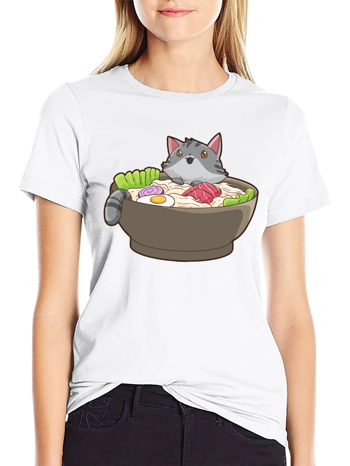 Ramen Cat T-Shirt - Unisex Black Graphic Tee
