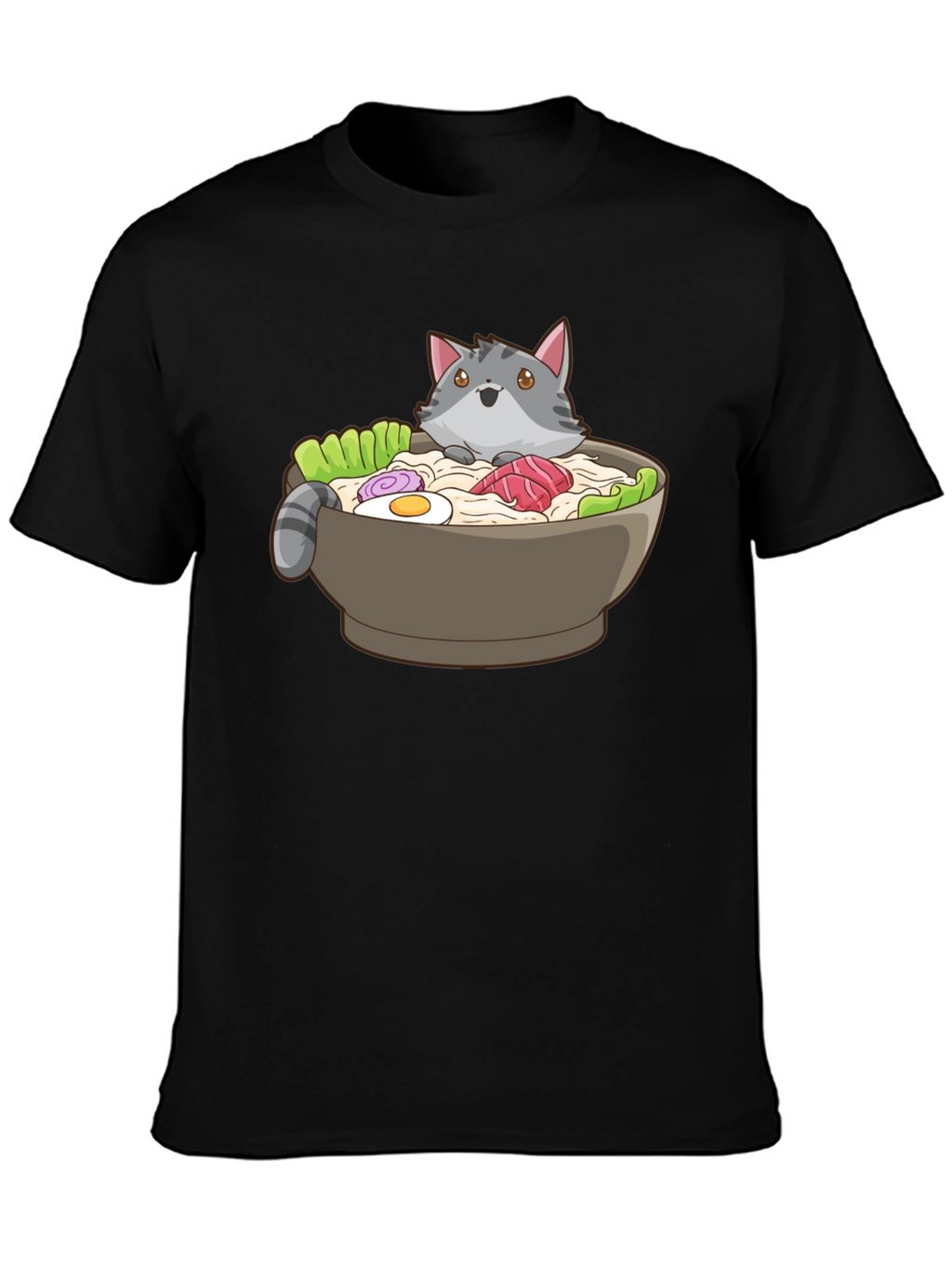 Ramen Cat T-Shirt - Unisex Black Graphic Tee