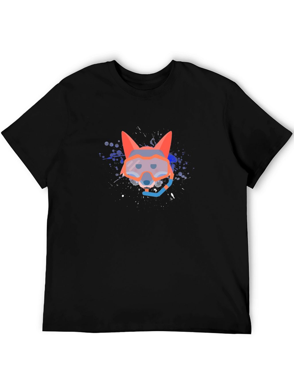 Diver Fox Graphic Tee - Black Cotton Comfort