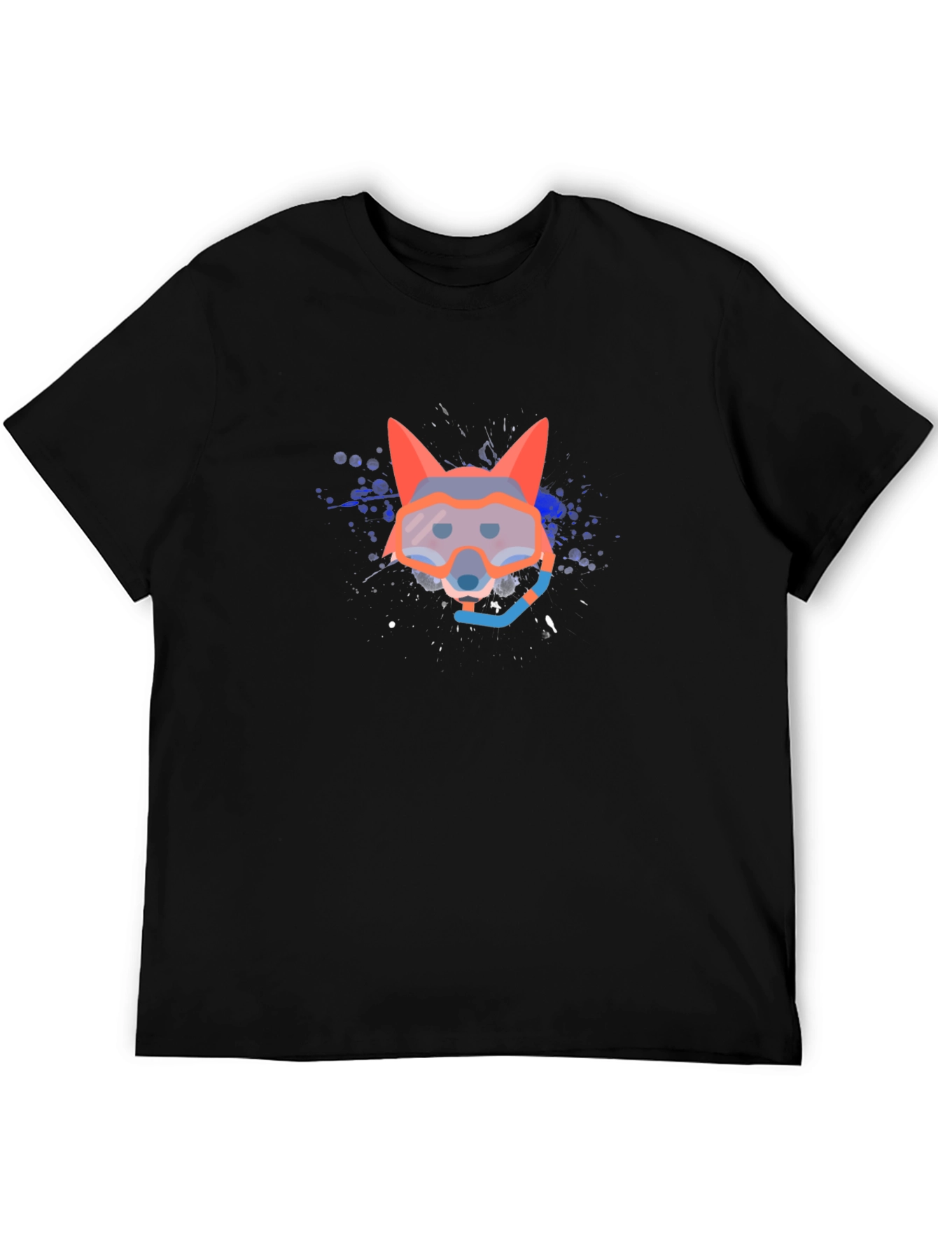 Diver Fox Graphic Tee - Black Cotton Comfort