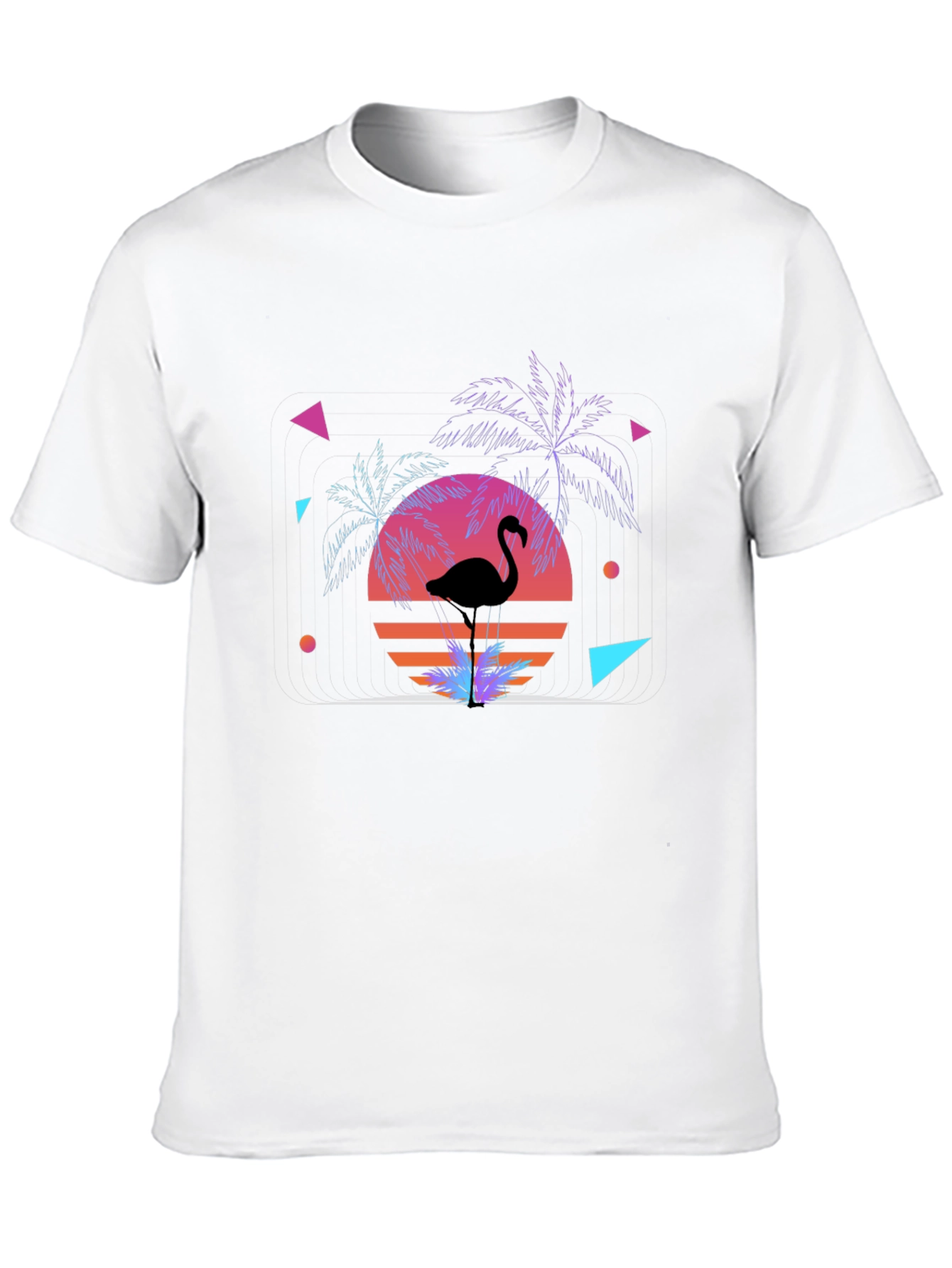 Retro Flamingo Sunset Graphic Tee - Black
