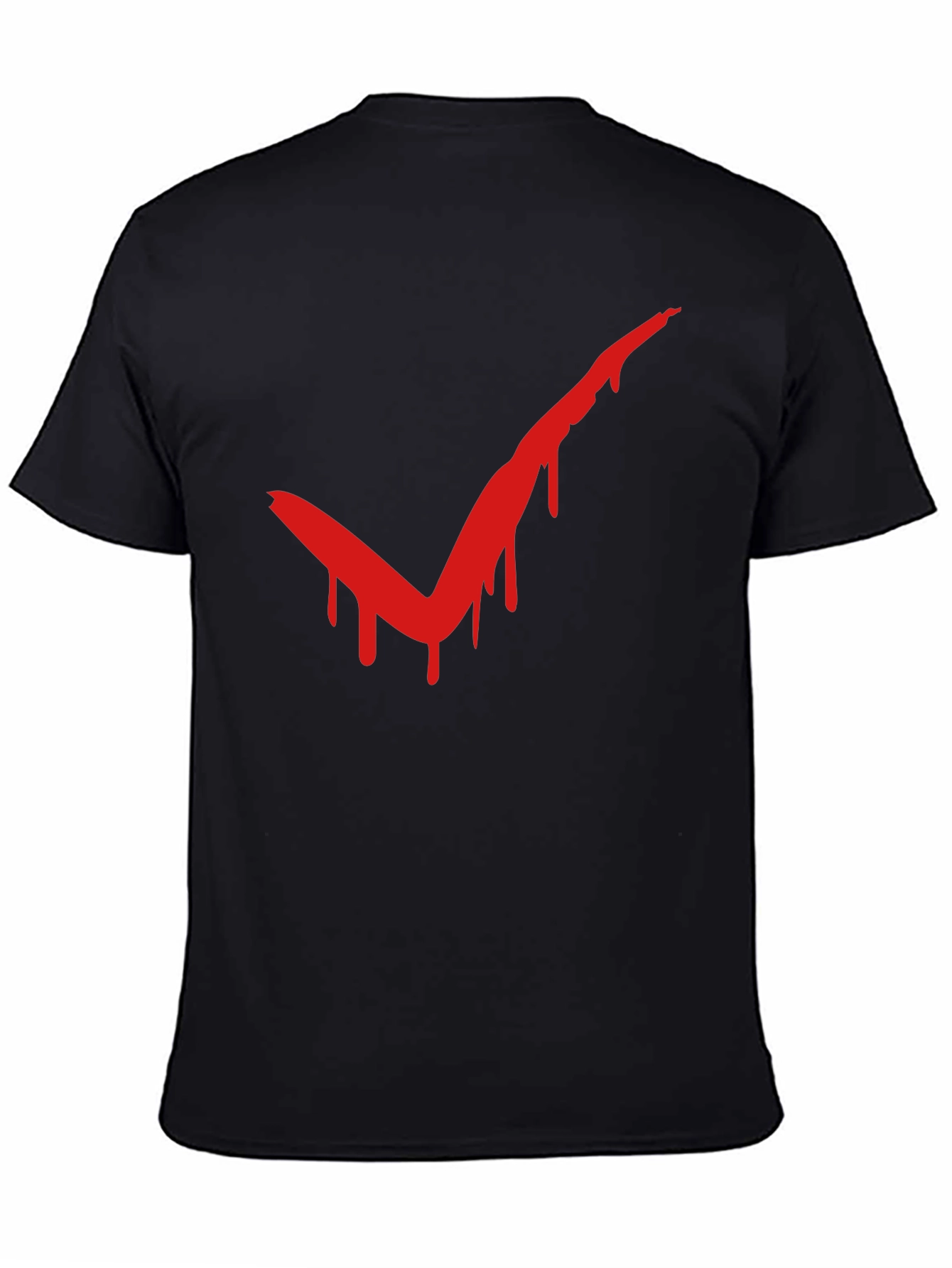 Red Drip Check Mark Black T-Shirt