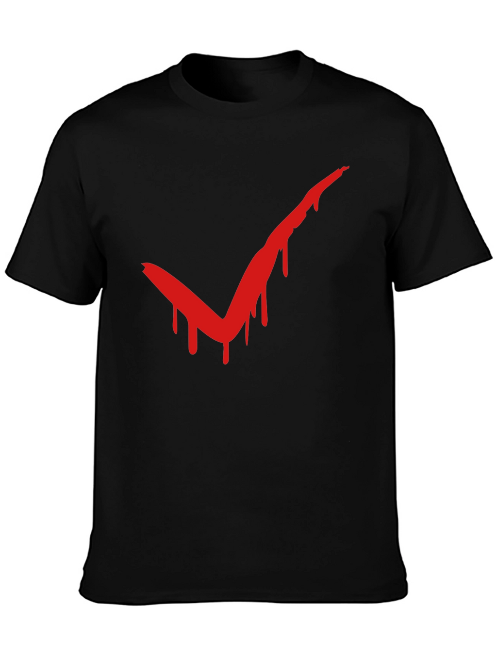 Red Drip Check Mark Black T-Shirt