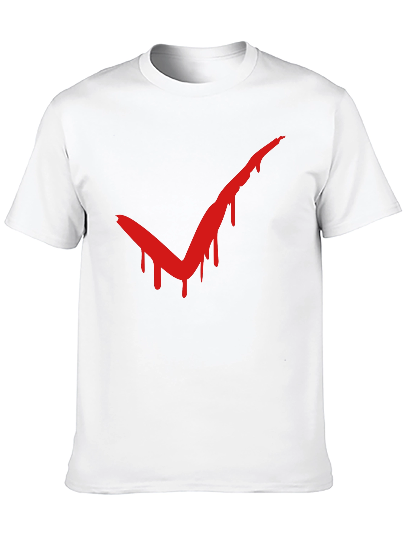 Red Drip Check Mark Black T-Shirt