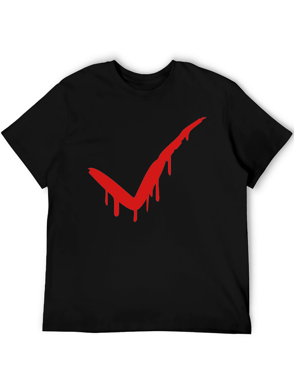 Red Drip Check Mark Black T-Shirt